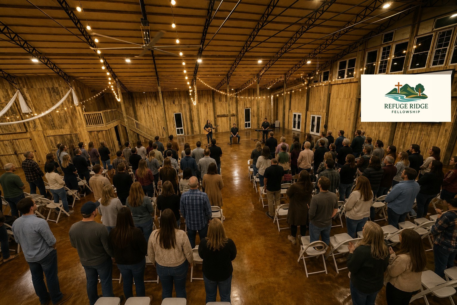 Welcoming barn entrance at Refuge Ridge Fellowship